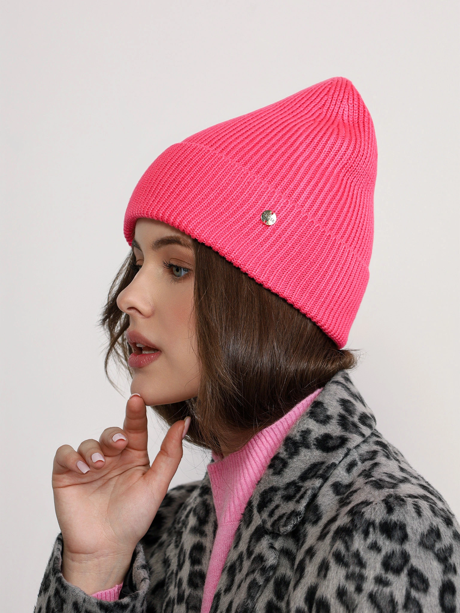 Шапка-бини в ассортименте с отворотом на подкладе